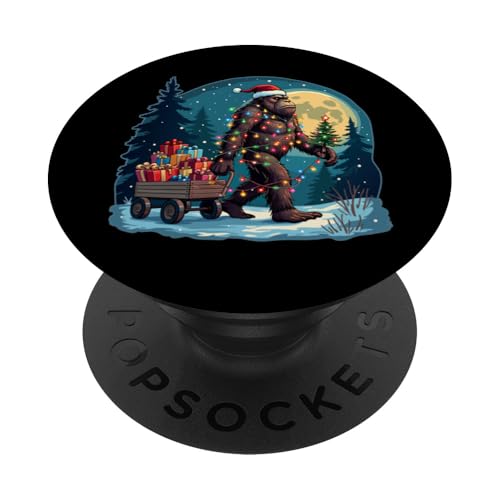 bigfoot Weihnachtsbaumbeleuchtung Weihnachten Sasquatch Herren Damen Kinder PopSockets Klebender PopGrip von Festive Sasquatch Spirit Bigfoot’s Gift Wagon xmas