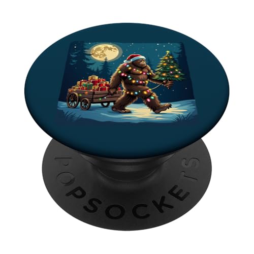 bigfoot Weihnachtsbaumbeleuchtung Weihnachten Sasquatch Herren Damen Kinder PopSockets Klebender PopGrip von Festive Sasquatch Spirit Bigfoot’s Gift Wagon xmas