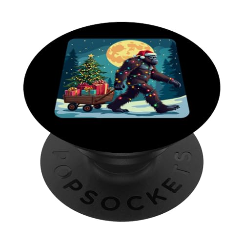 bigfoot Weihnachtsmannmütze Weihnachtsbaum Lichter Xmas Sasquatch Pjs PopSockets Klebender PopGrip von Festive Sasquatch Spirit Bigfoot’s Gift Wagon xmas