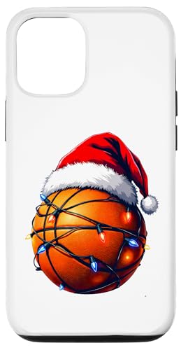 Hülle für iPhone 12/12 Pro Lustiges Weihnachts-Basketball Design mit Lichterkette von Festliche Basketballspieler Sportgeschenke