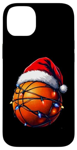 Hülle für iPhone 14 Plus Lustiges Weihnachts-Basketball Design mit Lichterkette von Festliche Basketballspieler Sportgeschenke