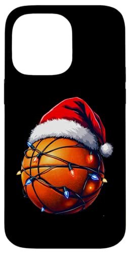 Hülle für iPhone 14 Pro Max Lustiges Weihnachts-Basketball Design mit Lichterkette von Festliche Basketballspieler Sportgeschenke