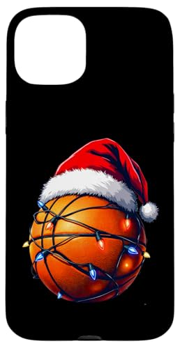 Hülle für iPhone 15 Plus Lustiges Weihnachts-Basketball Design mit Lichterkette von Festliche Basketballspieler Sportgeschenke