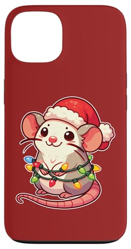 Hülle für iPhone 13 Weihnachtsmütze Weihnachten Lichterkette Ratte von Festliche Lieblingstiere im Weihnachtslook