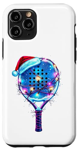 Hülle für iPhone 11 Pro Lustiges Weihnachts-Padel mit Mütze & Lichterkette Padel von Festliche Padel-Geschenke für Spieler und Trainer