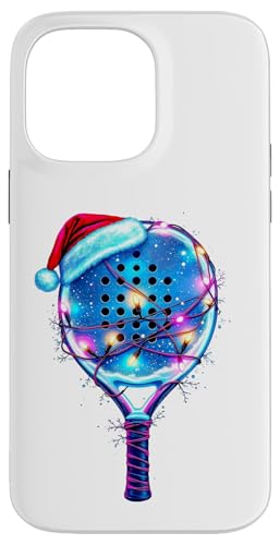 Hülle für iPhone 14 Pro Max Lustiges Weihnachts-Padel mit Mütze & Lichterkette Padel von Festliche Padel-Geschenke für Spieler und Trainer