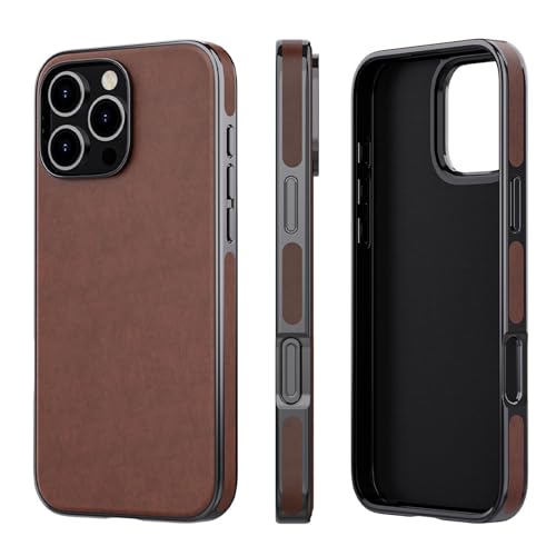 FeylWezm Magnetische Hülle für iPhone 16 Pro Max/16 Pro/16 Plus/16, kompatibel mit MagSafe Great Grip Feeling Premium Business Slim Classic PU Leder Schutzhülle, Braun, 16 Pro von FeylWezm