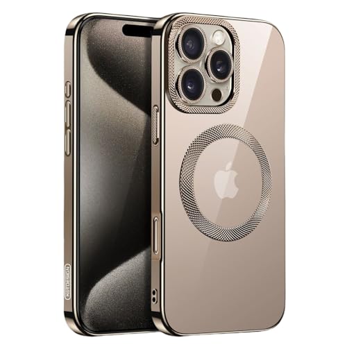 FeylWezm Schutzhülle für iPhone 16 Pro Max/16 Pro/16 Plus/16, kompatibel mit Magsafe Vollkamera-Objektivschutz, luxuriös, galvanisiert, Spiegelkante, kristallklare magnetische Hülle, Bronze, 16 Pro von FeylWezm