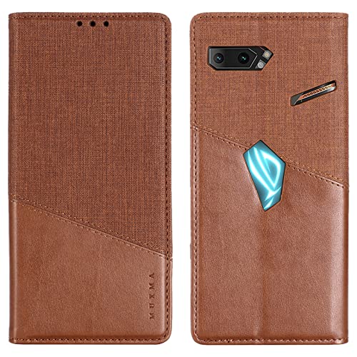 Feyten Kompatibel mit Asus ROG Phone 2 ZS660KL Hülle, Handyhülle für Asus ROG Phone 2 ZS660KL, PU Leder Klappbar Flip Case Klapphülle Magnet Kartenfach Tasche Schutzhülle Schutz Lederhülle (Braun) von Feyten