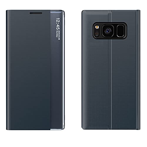 Feyten Kompatibel mit Samsung Galaxy S8 Plus Hülle + Schutzfolie, Clear View Smartphone Cover Bookstyle Full Body Schutzhüllen Bumper Flip Folio Stoßfest Handyhülle für Galaxy S8 Plus (Blau A) von Feyten