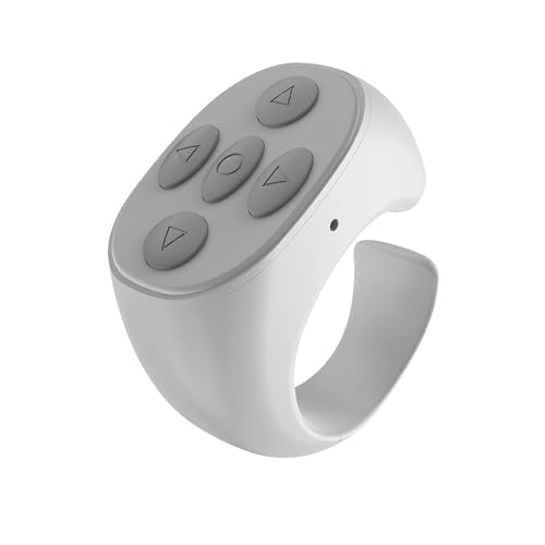 Fgbetcv Fingertip Kabellose Bluetooth-Fernbedienung, Scroll-Ring, Scroll-Ringe, wiederaufladbare Kamera-Fernbedienung für Handys, Tablets (weiß, ohne Ladeschacht) von Fgbetcv