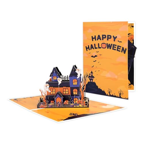 Fhkpsqkcn Aufwendige 3D-Halloween-Spinnenkarte, elegantes Papier, 3D-Spinnen-Schlösser-Grußkarte für Halloween-Grüße von Fhkpsqkcn