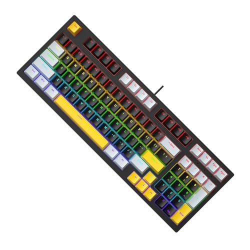 Fhkpsqkcn Mechanische Tastatur mit 98 Tasten und LED-Beleuchtung, komfortable Haptik, für Gamer und Schreibkräfte auf kleinem Raum von Fhkpsqkcn