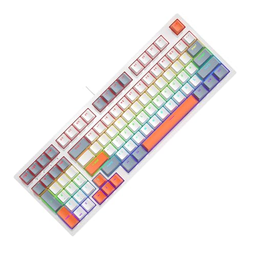 Fhkpsqkcn Mechanische Tastatur mit 98 Tasten und LED-Beleuchtung, komfortable Haptik, für Gamer und Schreibkräfte auf kleinem Raum von Fhkpsqkcn