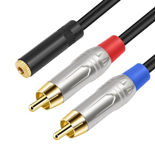 3,5 mm auf 2 RCA Soundkabel, 3,5 mm Buchse auf 2 Cinch-Stecker, Y-Splitter-Adapter, Stereo-Kabel für Telefon, Tablet, Heimkino von Fhsqwernm