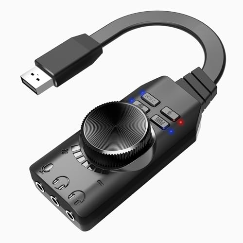 Fhsqwernm USB Sound Adapter Mit Virtueller 7.1-Surround USB Extern Soundkarte Für Unterstützt Einfache PC Setups von Fhsqwernm