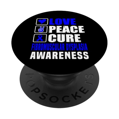 Fibromuskuläre Dysplasie Bewusstsein Liebe Frieden Heilung Blau PopSockets Klebender PopGrip von Fibromuscular Dysplasia Awareness Products (Lwaka)