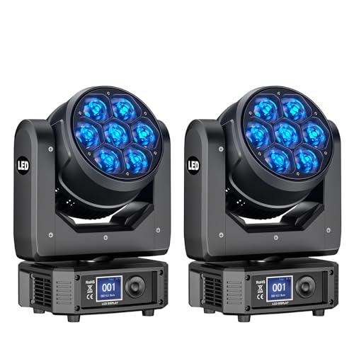 2PCS Moving Head LED 7X40W Bühnenlicht Strahler dmx RGBW mit Zoomfunktion Wash Effekt für Hochzeits Disco DJ Party Strahler Bühnenbeleuchtung Discolicht Party lichter lichteffekte von Fieryzeal