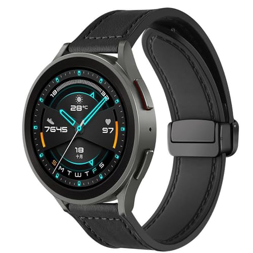FiiMoo Ersatzarmband Kompatibel mit Huawei Watch 4/Watch 4 Pro/Watch 3/Watch 3 Pro/Watch GT 4 46mm/Watch GT 3 46mm Lederarmbänder, 22mm Magnetisch Armband, [Verstellbare] Ersatz Magnetbänder-Schwarz von FiiMoo