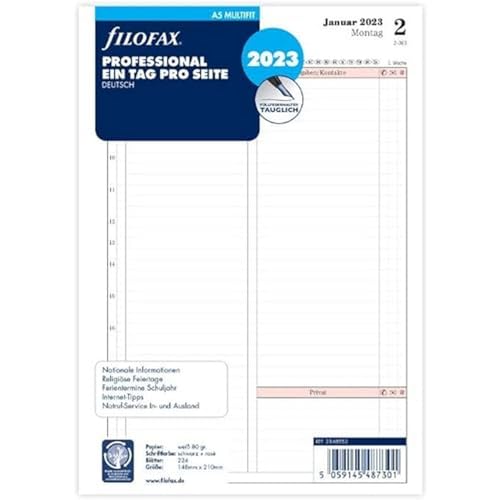 Filofax A5 Professional 1 Tag auf 1 Seite (deutsch)2023 von Filofax