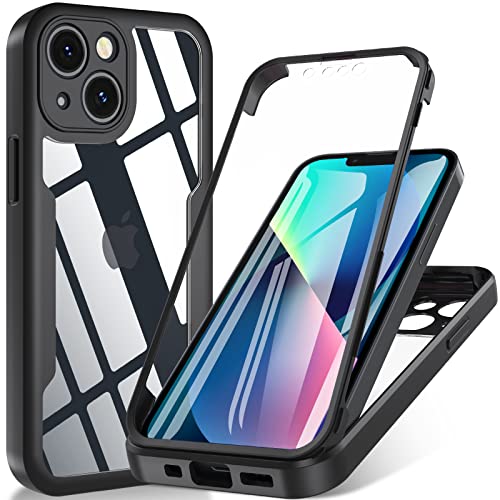 Fin2feel Für iPhone 13 Mini Hülle 5,4 Zoll, Handyhülle Für iPhone 13 Mini Mit Eingebautem Displayschutz TPU Robust Stoßfeste Cover Case 360 Grad Rundumschutz Schutzhülle für iPhone 13 Mini Schwarz von Fin2feel