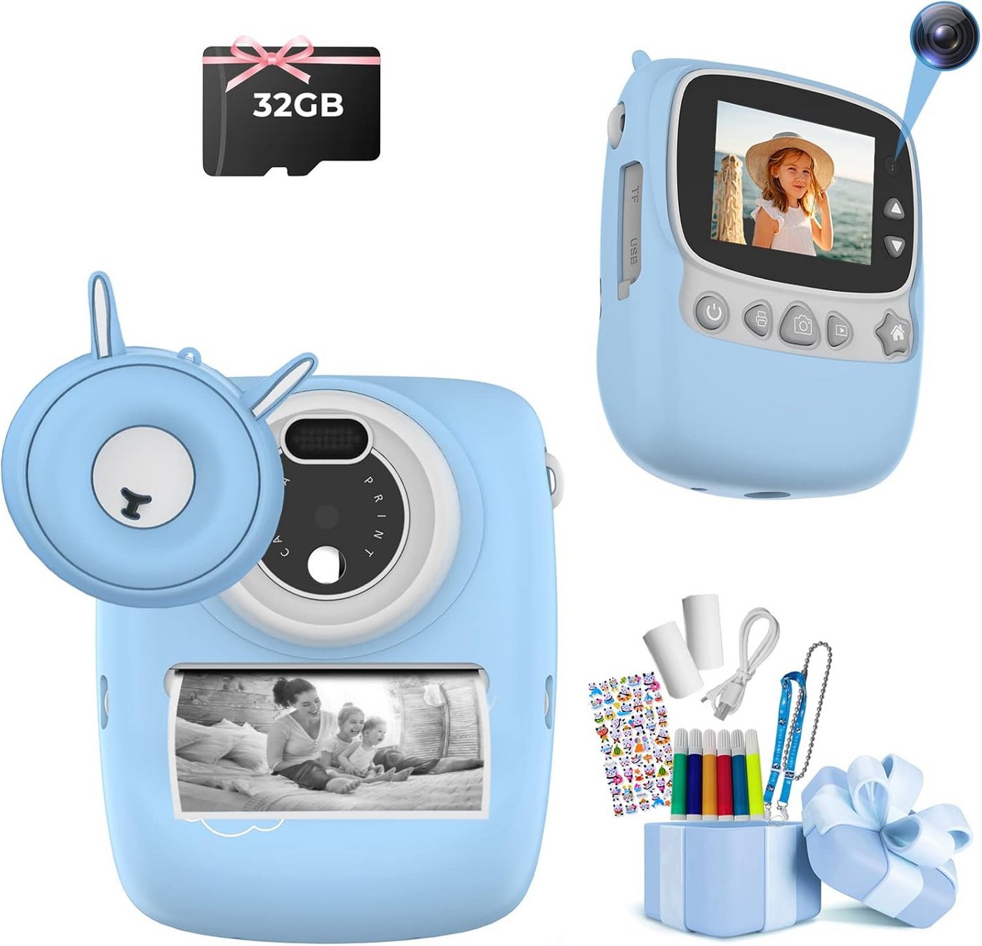 Fine Life Pro Kinderkamera (30 MP, 1x opt. Zoom, Multifunktional Dual-Kameras, 1080P Video, 32GB TF-Karte, Silikonhülle) von Fine Life Pro