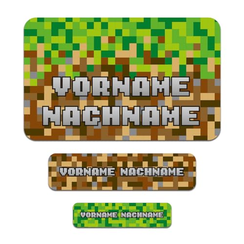 50 x personalisierte Namensaufkleber Sticker mit Wunschname Klebeetiketten zum Markieren Stifte Hefte mit Kinder Name Schule Kindergarten Aufkleber Set (27 Pixel) von Finest Folia