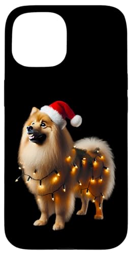 Hülle für iPhone 15 Finnischer Spitz Hund Weihnachtsmannmütze Weihnachtsbeleuchtung Besitzer Mama Papa von Finnish Spitz Dog Christmas Products