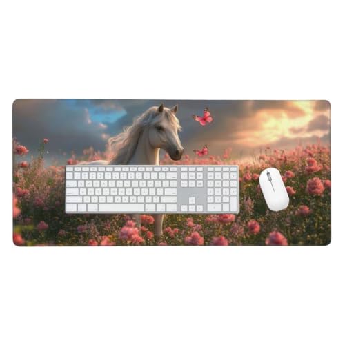 Gaming Mauspad, Mauspad XXL 1000x500x 3mm Groß Mousepad Pferd Mauspad Gaming Zubehör mit Anti Rutsch Basis Mouse Pad Wasserdicht und Langlebig für Maus und Tastatur Decor Gaming Zubehör O-586 von Finnoon