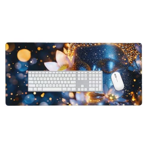 Gaming Mauspad, Mauspad XXL 1000x500x 3mm Groß Mousepad Zen Buddhismus Mauspad Gaming Zubehör mit Anti Rutsch Basis Mouse Pad Wasserdicht und Langlebig für Maus und Tastatur Decor Gaming Zubehör O-90 von Finnoon