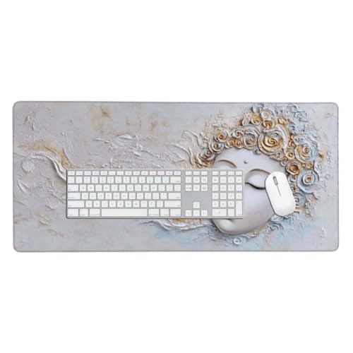 Gaming Mauspad, Mauspad XXL 900x300x 3mm Groß Mousepad Zen schnitzen Mauspad Gaming Zubehör mit Anti Rutsch Basis Mouse Pad Wasserdicht und Langlebig für Maus und Tastatur Decor Gaming Zubehör O-153 von Finnoon