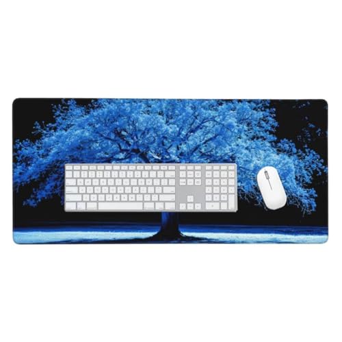 Mauspad, Schreibtischunterlage, Mouse Pad Blauer Baum Gaming Mauspad, Mauspad XXL 1200x600 mm, Rutschfeste Gummibasis Desk Mat, Genähte Kanten Mauspad, Groß Erweiterter Schreibtisch Schutz O-545 von Finnoon