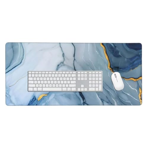 Mauspad, Schreibtischunterlage, Mouse Pad Blauer Marmor Gaming Mauspad, Mauspad XXL 1200x600 mm, Rutschfeste Gummibasis Desk Mat, Genähte Kanten Mauspad, Groß Erweiterter Schreibtisch Schutz O-527 von Finnoon