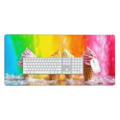 Mauspad, Schreibtischunterlage, Mouse Pad Buntes Eis Gaming Mauspad, Mauspad XXL 1200x600 mm, Rutschfeste Gummibasis Desk Mat, Genähte Kanten Mauspad, Groß Erweiterter Schreibtisch Schutz O-51 von Finnoon