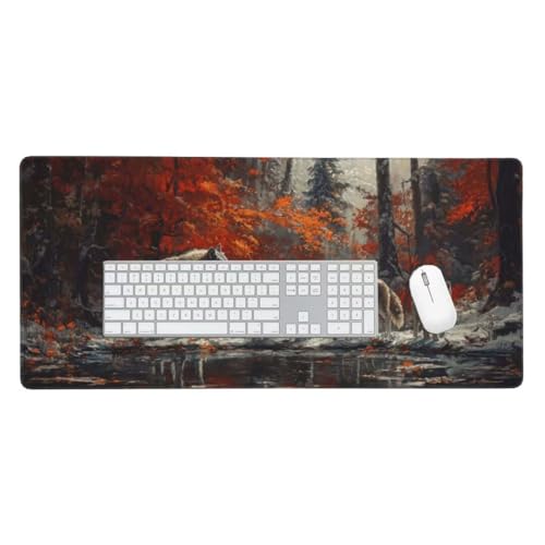 Mauspad, Schreibtischunterlage, Mouse Pad Der Waldwolf Gaming Mauspad, Mauspad XXL 1200x600 mm, Rutschfeste Gummibasis Desk Mat, Genähte Kanten Mauspad, Groß Erweiterter Schreibtisch Schutz O-750 von Finnoon