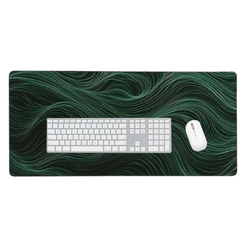 Mauspad, Schreibtischunterlage, Mouse Pad Dunkelgrüne Blüten Gaming Mauspad, Mauspad XXL 1200x600 mm, Rutschfeste Gummibasis Desk Mat, Genähte Kanten Mauspad, Groß Erweiterter Schreibtisch Schutz O669 von Finnoon