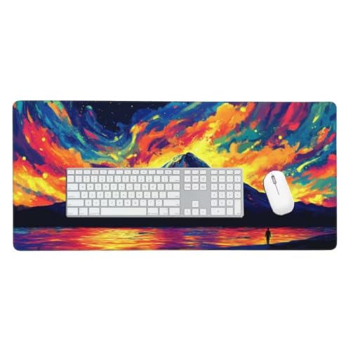 Mauspad, Schreibtischunterlage, Mouse Pad Gebirge Gaming Mauspad, Mauspad XXL 1200x600 mm, Rutschfeste Gummibasis Desk Mat, Genähte Kanten Mauspad, Groß Erweiterter Schreibtisch Schutz, Geschenke O794 von Finnoon