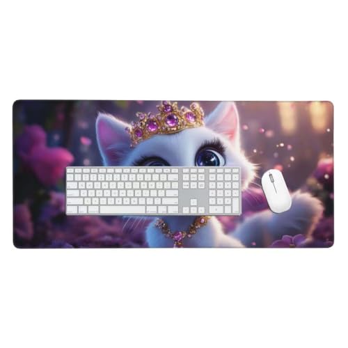 Mauspad, Schreibtischunterlage, Mouse Pad Haustierkatze Gaming Mauspad, Mauspad XXL 600x300 mm, Rutschfeste Gummibasis Desk Mat, Genähte Kanten Mauspad, Groß Erweiterter Schreibtisch Schutz O-104 von Finnoon