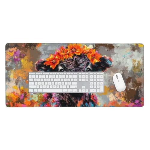 Mauspad, Schreibtischunterlage, Mouse Pad Kuh Gaming Mauspad, Mauspad XXL 1200x600 mm, Rutschfeste Gummibasis Desk Mat, Genähte Kanten Mauspad, Groß Erweiterter Schreibtisch Schutz, Geschenke O-672 von Finnoon