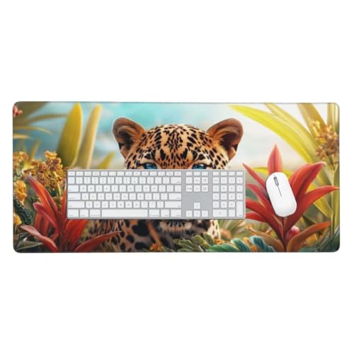 Mauspad, Schreibtischunterlage, Mouse Pad Leopardenblume Gaming Mauspad, Mauspad XXL 1200x600 mm, Rutschfeste Gummibasis Desk Mat, Genähte Kanten Mauspad, Groß Erweiterter Schreibtisch Schutz O-38 von Finnoon