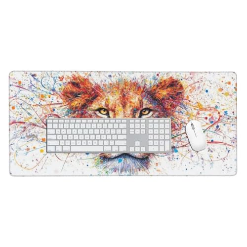 Mauspad, Schreibtischunterlage, Mouse Pad Löwe Gaming Mauspad, Mauspad XXL 1200x600 mm, rutschfeste Gummibasis Desk Mat, Genähte Kanten Mauspad, Groß Erweiterter Schreibtisch Schutz, Geschenke O-819 von Finnoon