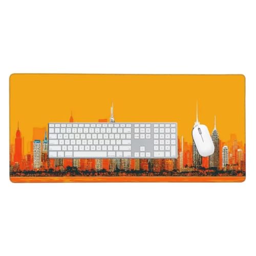 Mauspad, Schreibtischunterlage, Mouse Pad Orange City Gaming Mauspad, Mauspad XXL 600x300 mm, Rutschfeste Gummibasis Desk Mat, Genähte Kanten Mauspad, Groß Erweiterter Schreibtisch Schutz O-98 von Finnoon