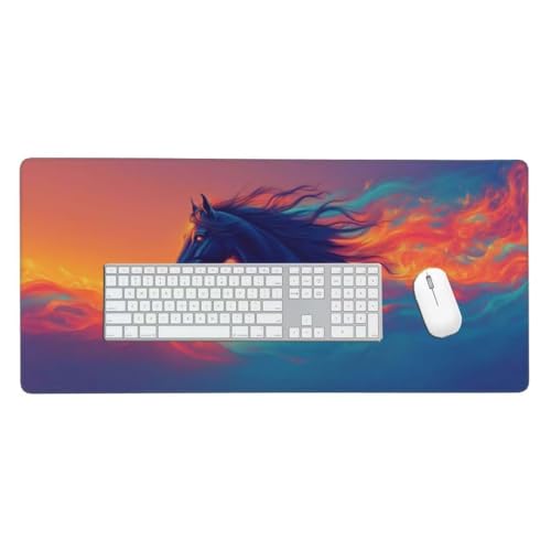 Mauspad, Schreibtischunterlage, Mouse Pad Pferd Gaming Mauspad, Mauspad XXL 600x400 mm, Rutschfeste Gummibasis Desk Mat, Genähte Kanten Mauspad, Groß Erweiterter Schreibtisch Schutz, Geschenke O-584 von Finnoon