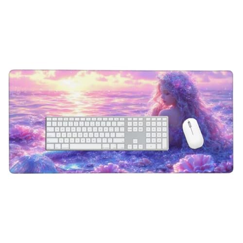 Mauspad, Schreibtischunterlage, Mouse Pad Traumhafte Meerjungfrau Gaming Mauspad, Mauspad XXL 900x400 mm, Rutschfeste Gummibasis, Genähte Kanten Mauspad, Groß Erweiterter Schreibtisch Desk Mat O-653 von Finnoon