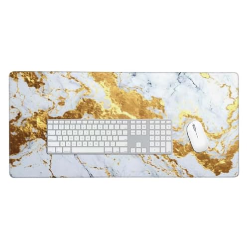 Mauspad, Schreibtischunterlage, Mouse Pad Weißer Marmor Gaming Mauspad, Mauspad XXL 1200x600 mm, Rutschfeste Gummibasis Desk Mat, Genähte Kanten Mauspad, Groß Erweiterter Schreibtisch Schutz O-25 von Finnoon