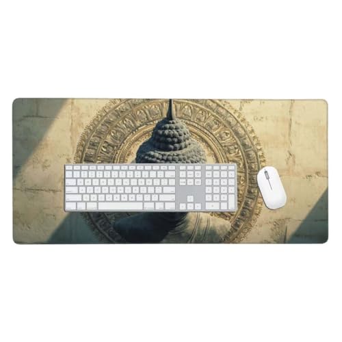 Mauspad, Schreibtischunterlage, Mouse Pad Zen Buddhismus Gaming Mauspad, Mauspad XXL 600x400 mm, Rutschfeste Gummibasis Desk Mat, Genähte Kanten Mauspad, Groß Erweiterter Schreibtisch Schutz O-93 von Finnoon