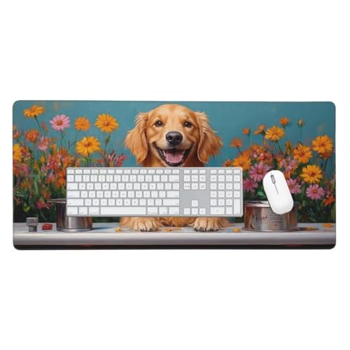 Mauspad XXL 90x50 cm, Gaming Mauspad Tierhund Mauspad Groß, Schreibtischunterlage, Verbessert Präzision und Geschwindigke, Wasserdicht Anti-Rutsch Desk Mat, Gaming-Mauspads für Pc, Laptop O-163 von Finnoon