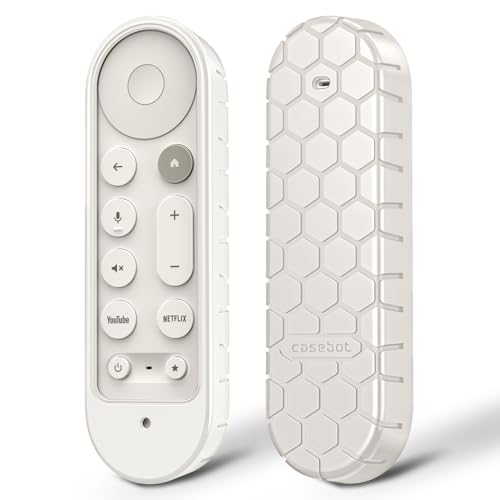 Fintie Fernbedienung Hülle für Google TV Streamer (4K) Voice Search Remote 2024 - [Bienenstock Serie] Leichte rutschfeste Stoßfeste Silikon Schutzhülle Slim Case Cover, Weiß von Fintie