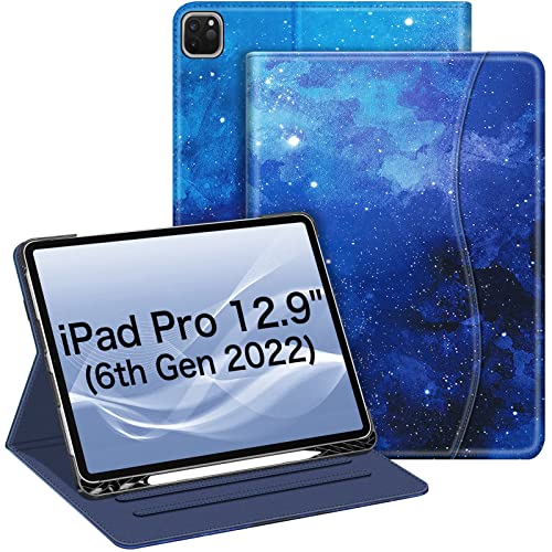 Fintie Folio-Hülle für iPad Pro 12.9 Zoll (32.8 cm) 5. Generation 2021, Multi-Angle Smart Stand Cover mit Stifthalter und Tasche, auch passend für iPad Pro 12.9 2020 4th & 2018 3rd Gen, Sternenhimmel von Fintie