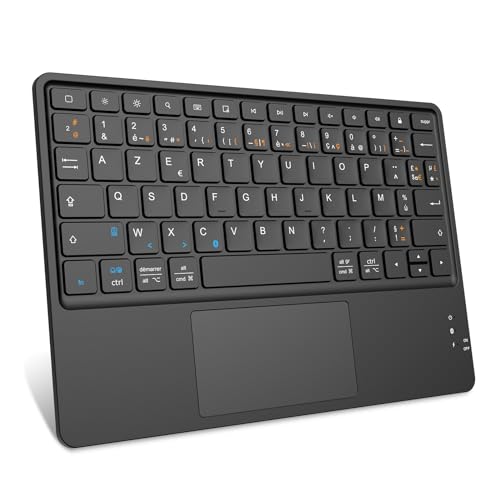 Fintie Französische AZERTY-Tastatur 10 Zoll – Bluetooth-Tastatur mit ultradünnem, leichtem Touchpad für iPad, Android-Tablet, Schwarz von Fintie